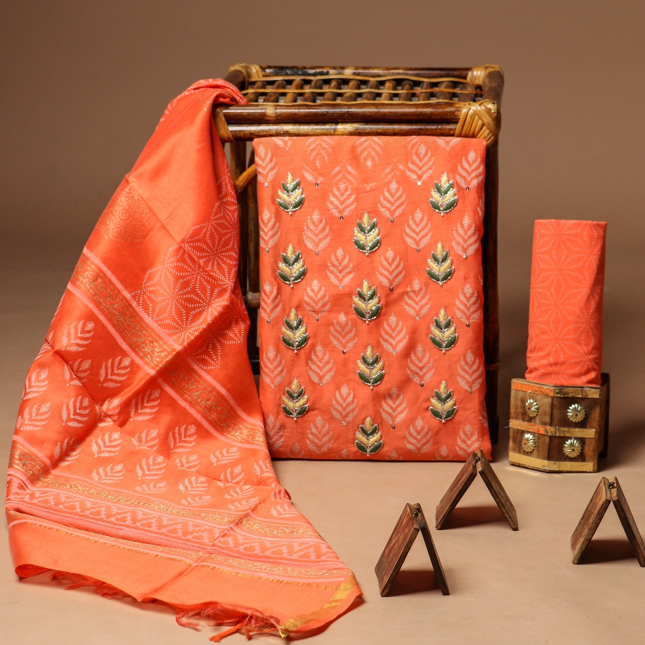 Shop anchor work chanderi silk suit sets (GOTA291)