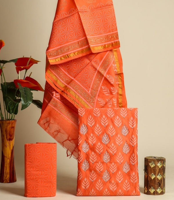 Shop premium hand work chanderi silk suit sets (GOTA296)