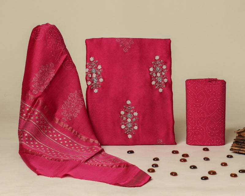 Shop hand work maheshwari silk suit sets online (GOTA341)