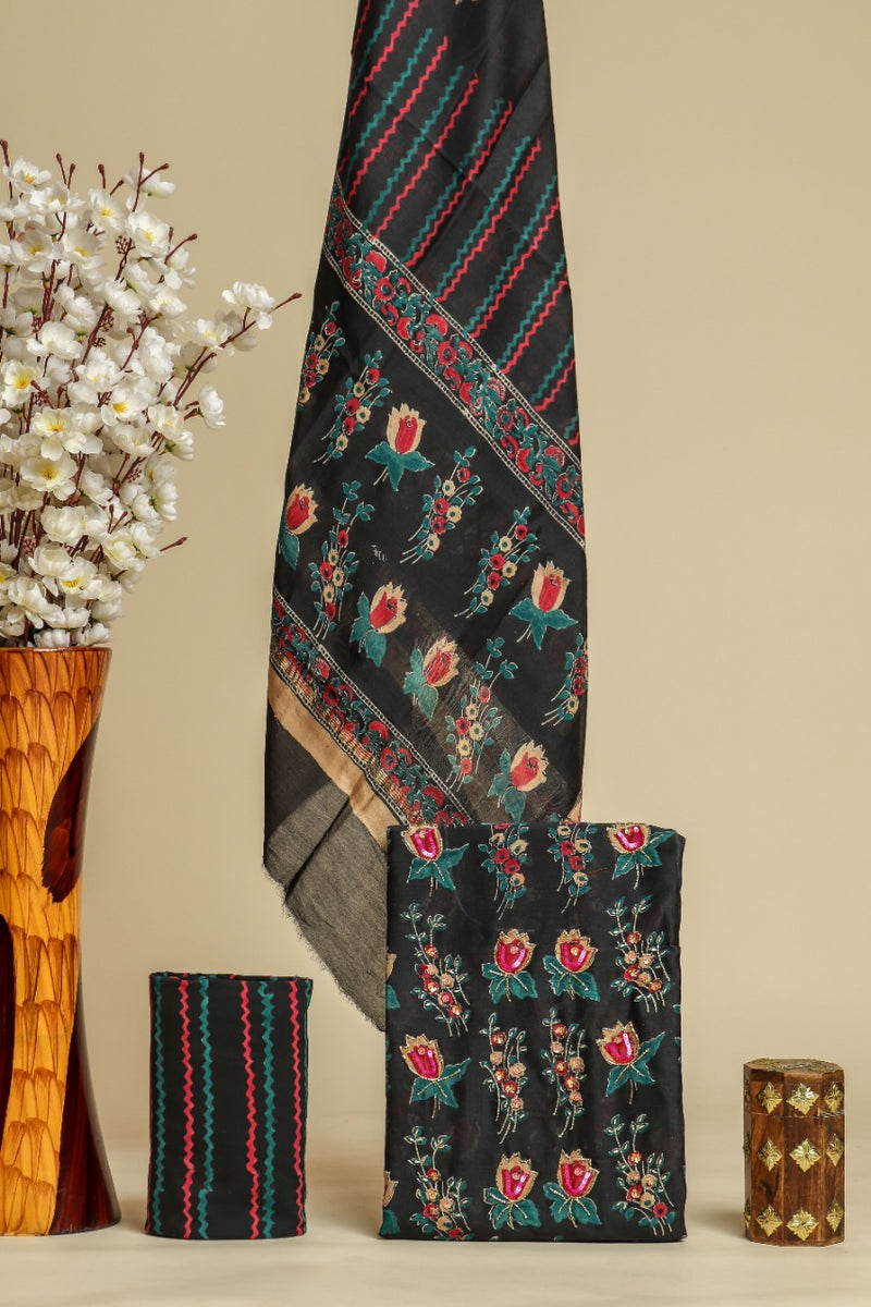 Shop hand work chanderi silk suit sets online (GOTA360)