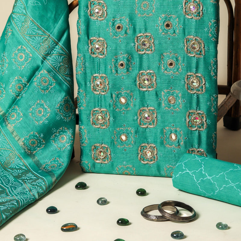Shop hand work chanderi suit sets in jaipur (GOTA370)