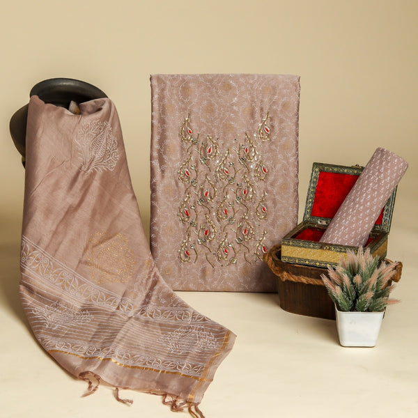 Shop zardosi work chanderi silk suit sets online (GOTA371)