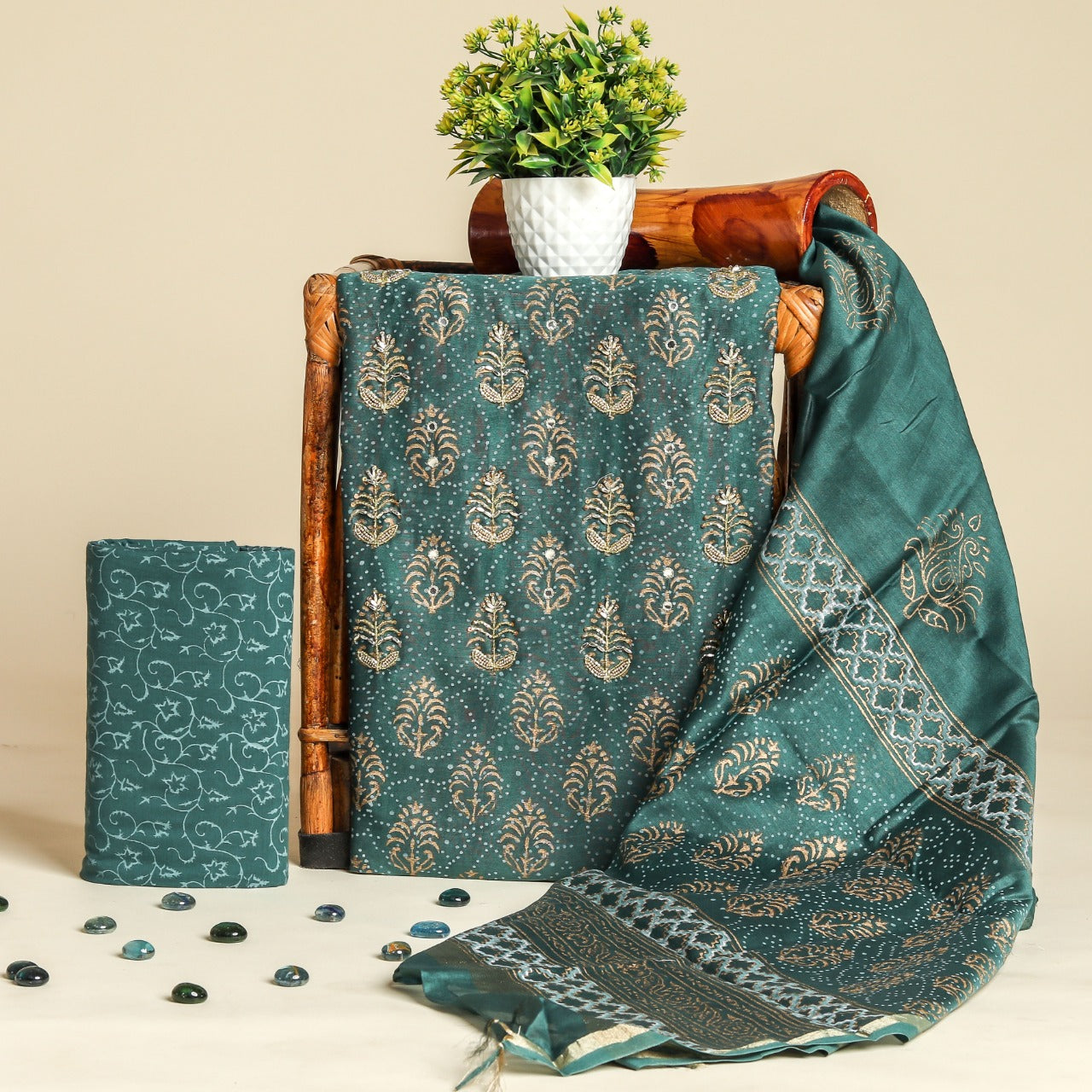 Shop chanderi hand work collection online shopping (GOTA373)