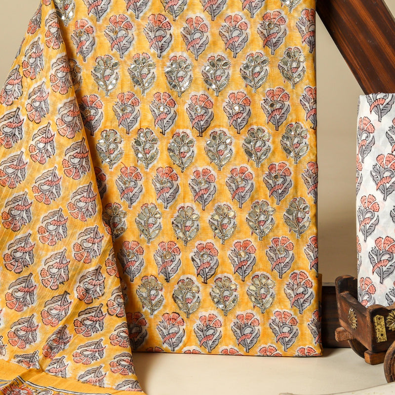 Shop unstitched chanderi silk suit sets online shopping (GOTA375)