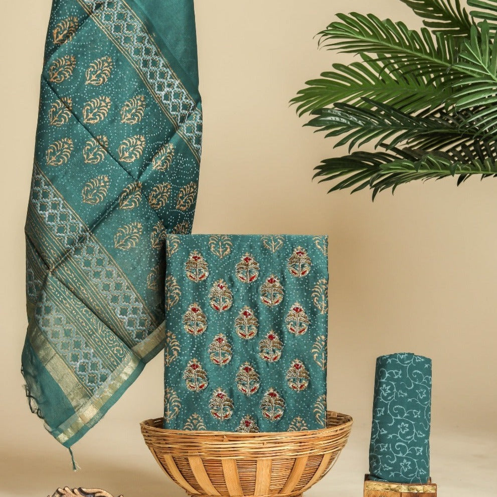 Shop chanderi silk hand work collection online (GOTA382)