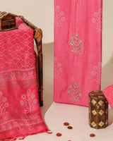 Shop jaipuri print hand work chanderi silk suit sets online (GOTA392)
