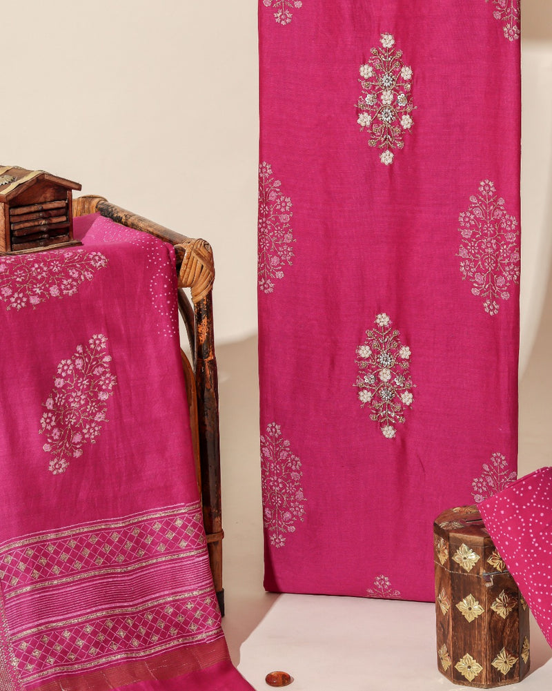 Shop unstitched zardosi work maheshwari silk suits online (GOTA394)