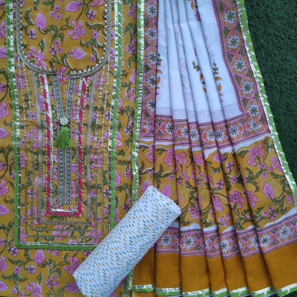 Shop gota work suit sets with mulmul dupatta in jaipur (GOTA401MUL)