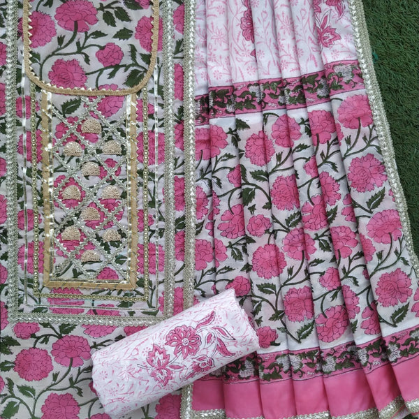 Shop gota work sut sets with mulmul dupatta online shopping (GOTA407MUL)