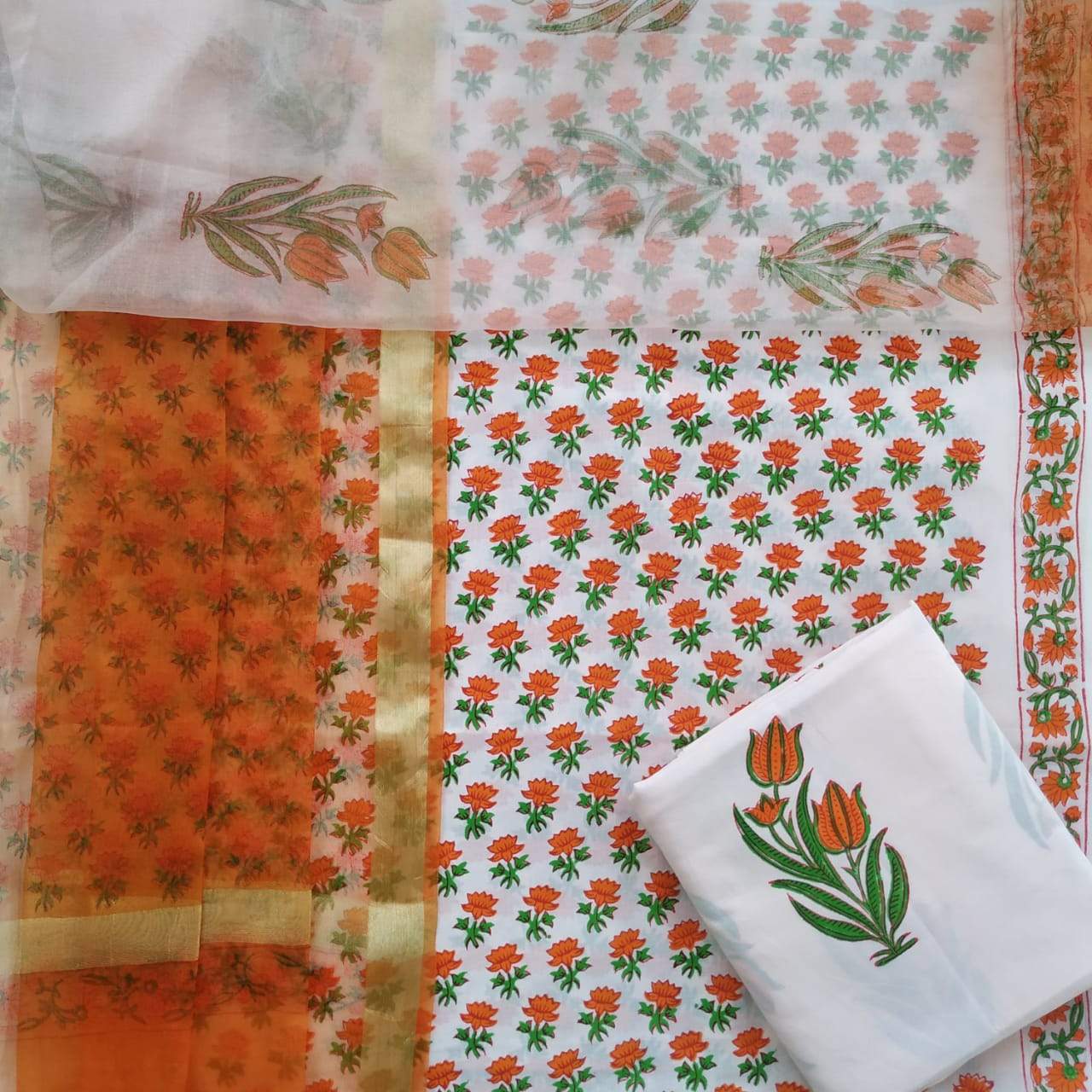 Exclusive Pure Cotton Suit Material with Organza Dupatta (ORG64)