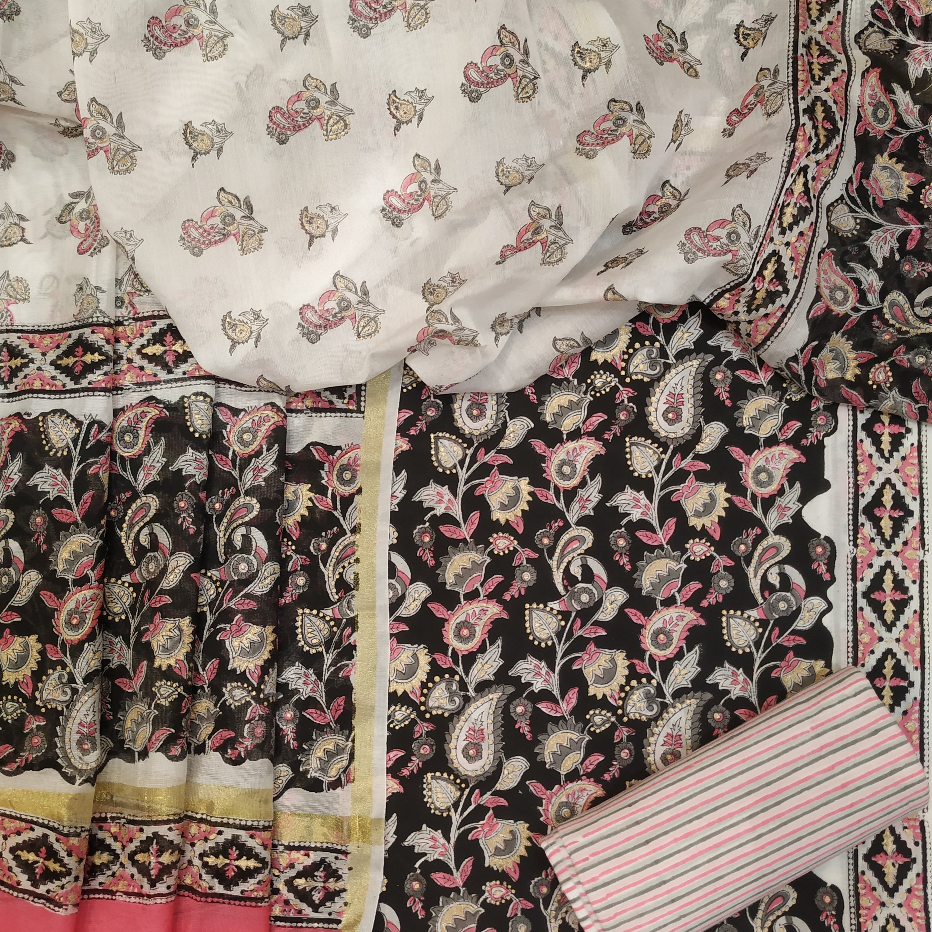 Classic Cotton Suits with  Premium Chanderi Silk Dupatta (CHD20) - ShalviFashion