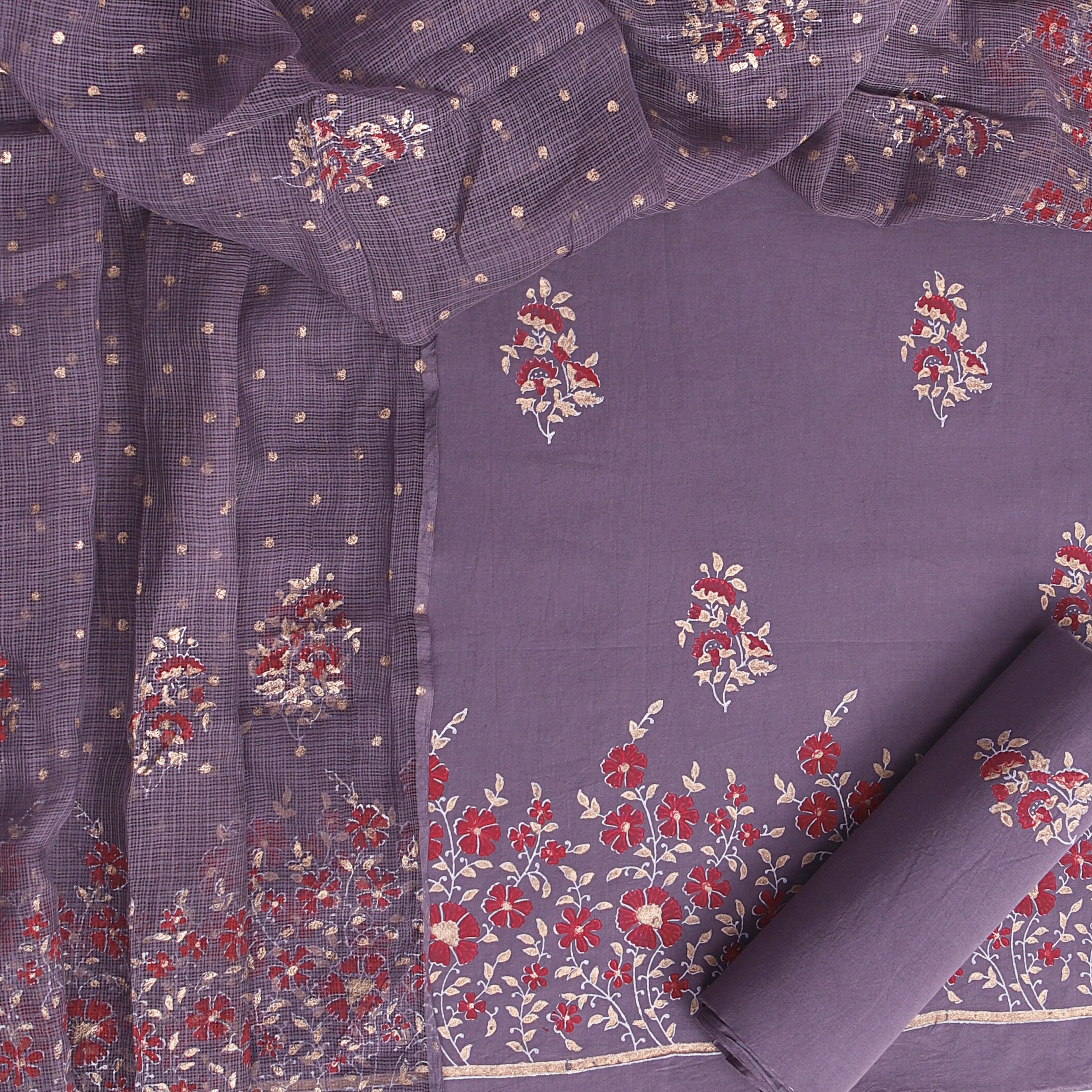 Shalvi Fashion Premium Kota Doria Suits with Gold Print (KDG09) - ShalviFashion