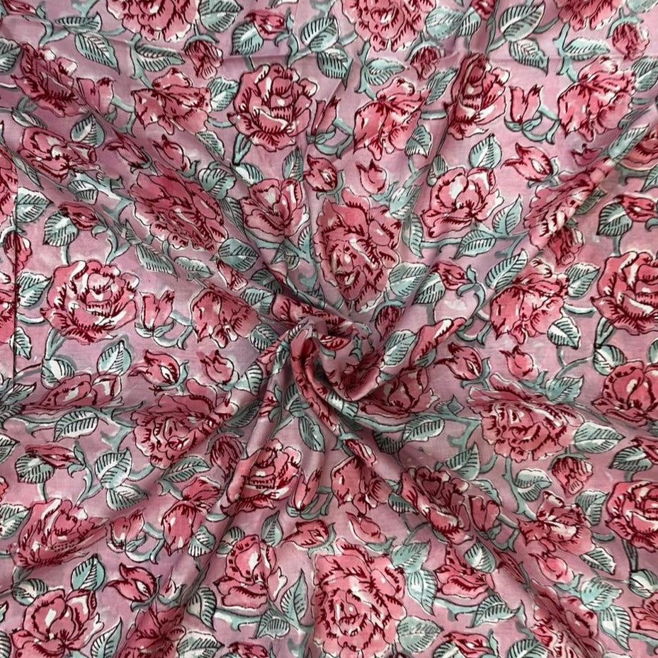 Shop hand block print muslin silk running fabric online [cut- 5 meters] (MSF01)