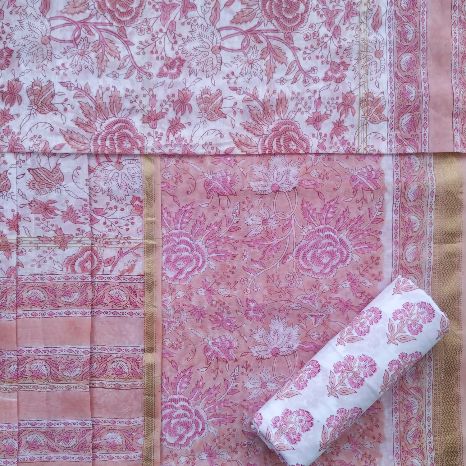 Shop block print maheshwari silk suit sets (MSL287)