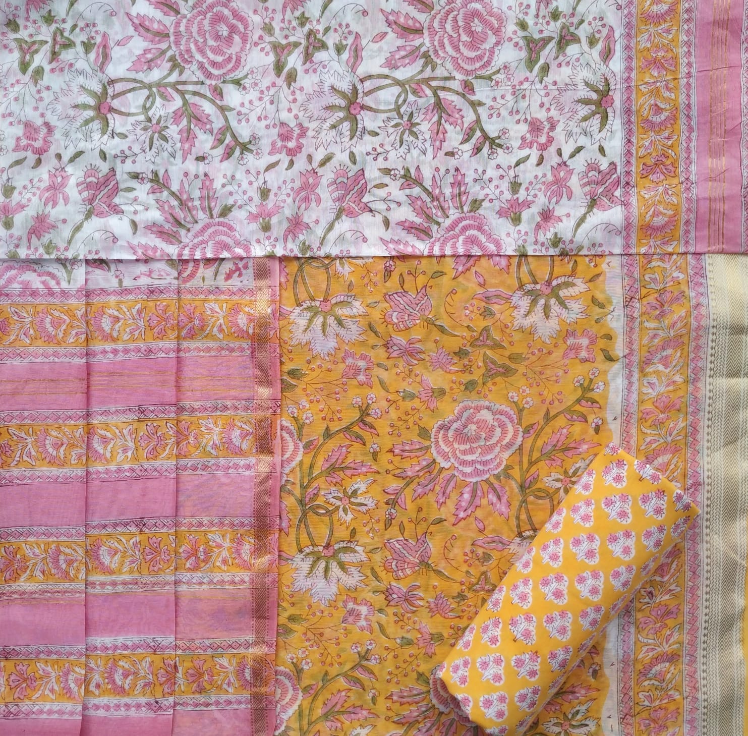 Shop hand block print maheshwari silk suits online (MSL374)