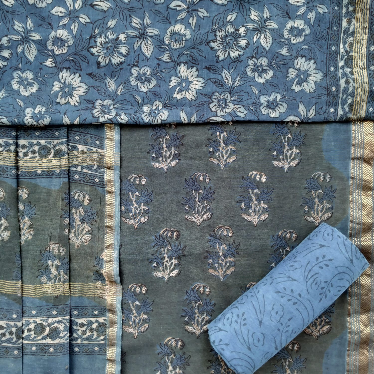 Shop unstitched ajrak print maheshwari silk suits online shopping (MSL379)