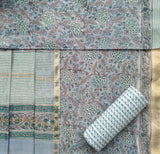 Shop unstitched hand block print maheshwari silk suit sets in jaipur (MSL383)