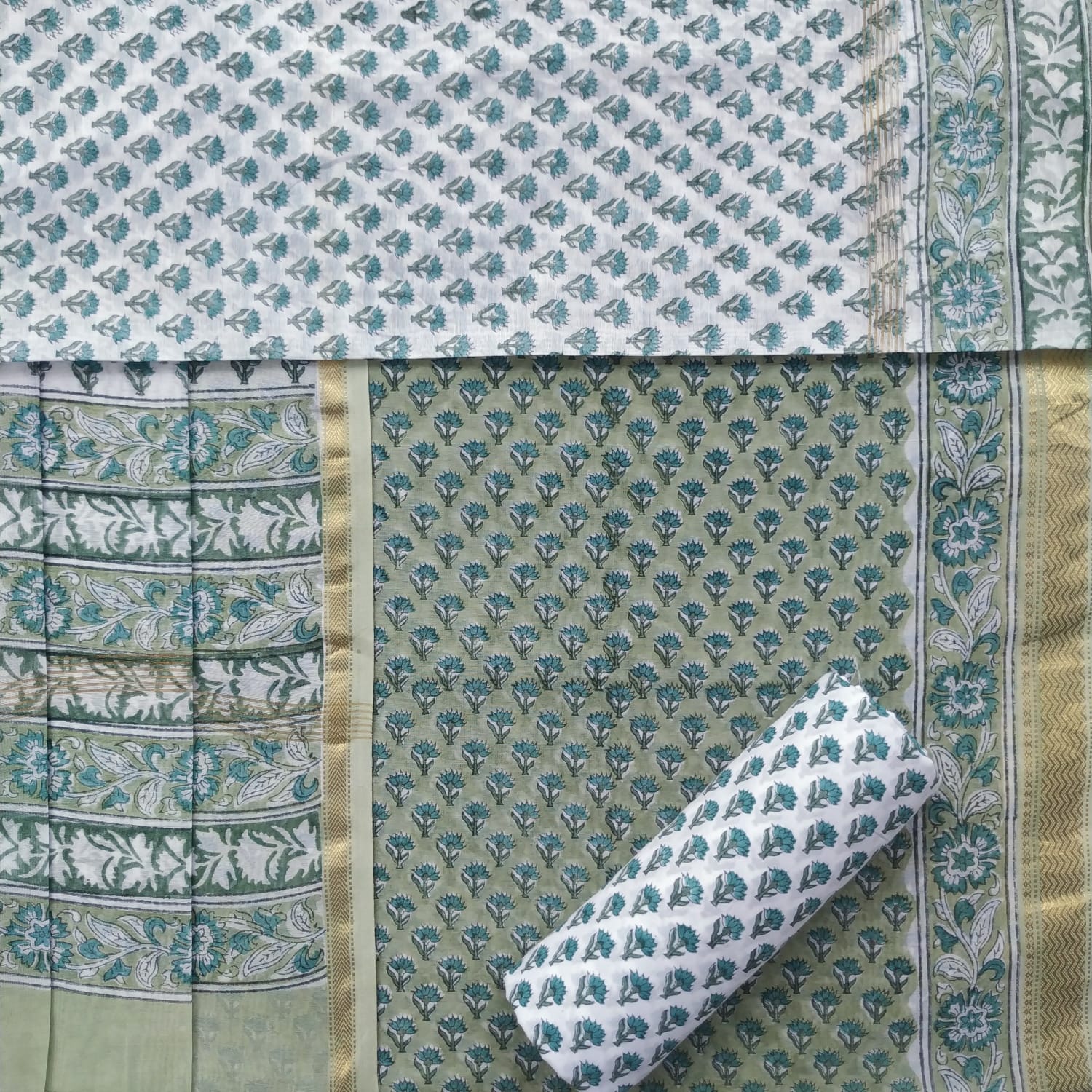 Shop unstitched hand block print maheshwari silk suits online (MSL389)