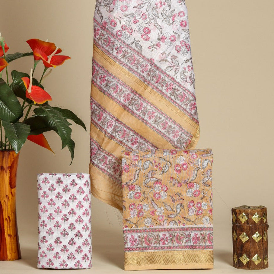 Shalvi's Hand Block Print Maheshwari Silk Suit Set