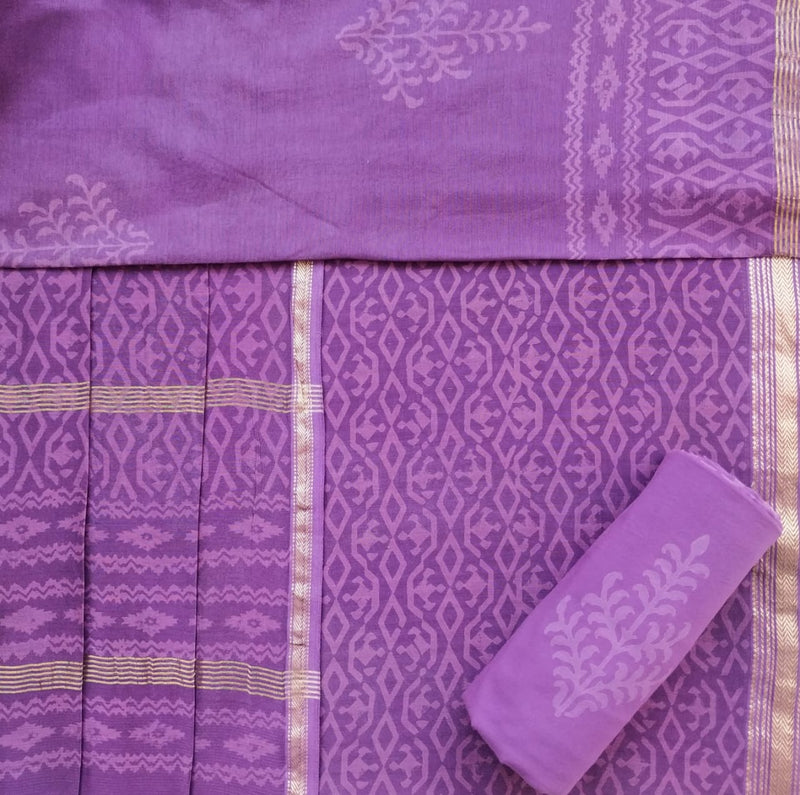 Shop unstitched block print maheshwari silk suits online (MSL403)