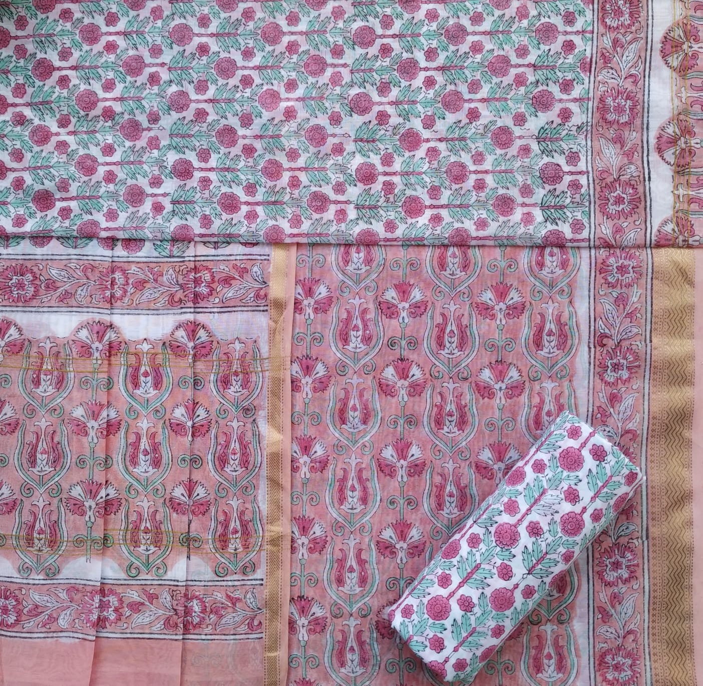 Shop hand block print maheshwari silk suits online (MSL404)