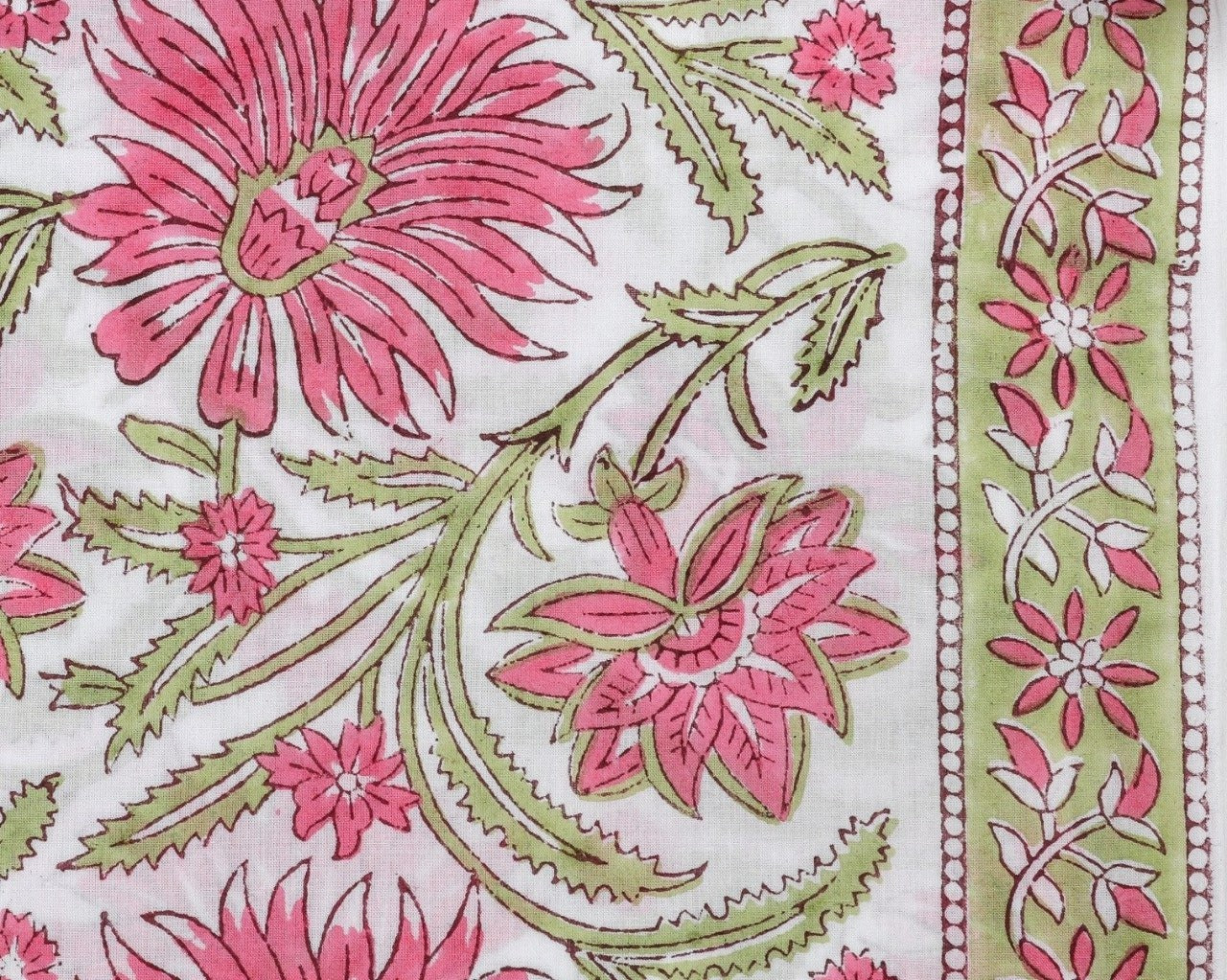 shop unstitched hand block print cotton suit with organza dupatta