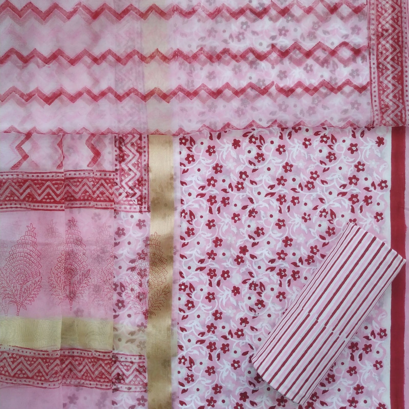 Shop organza dupatta cotton suit sets (ORG150)