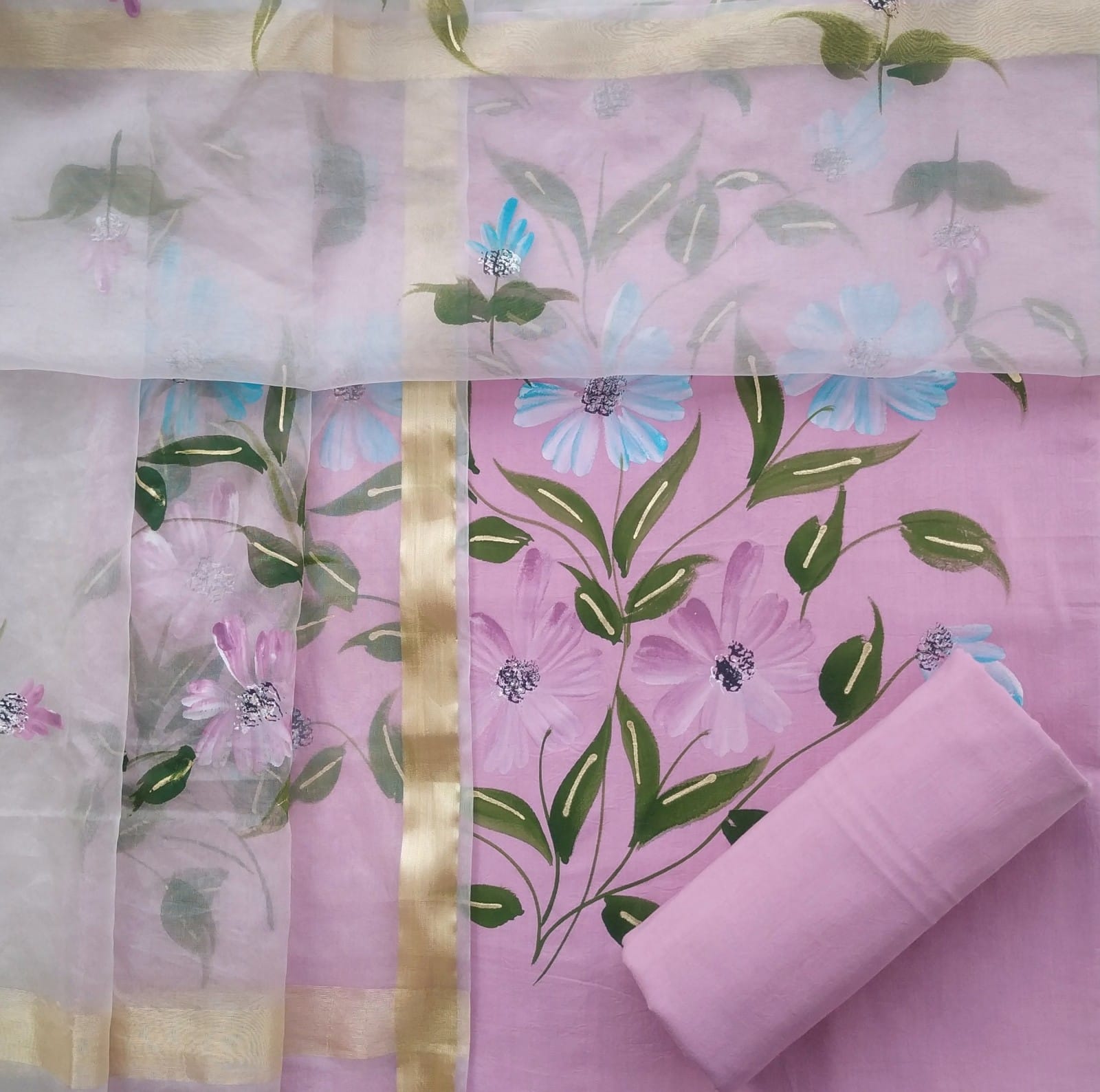 Shop hand painted cotton suit sets online (ORG157)