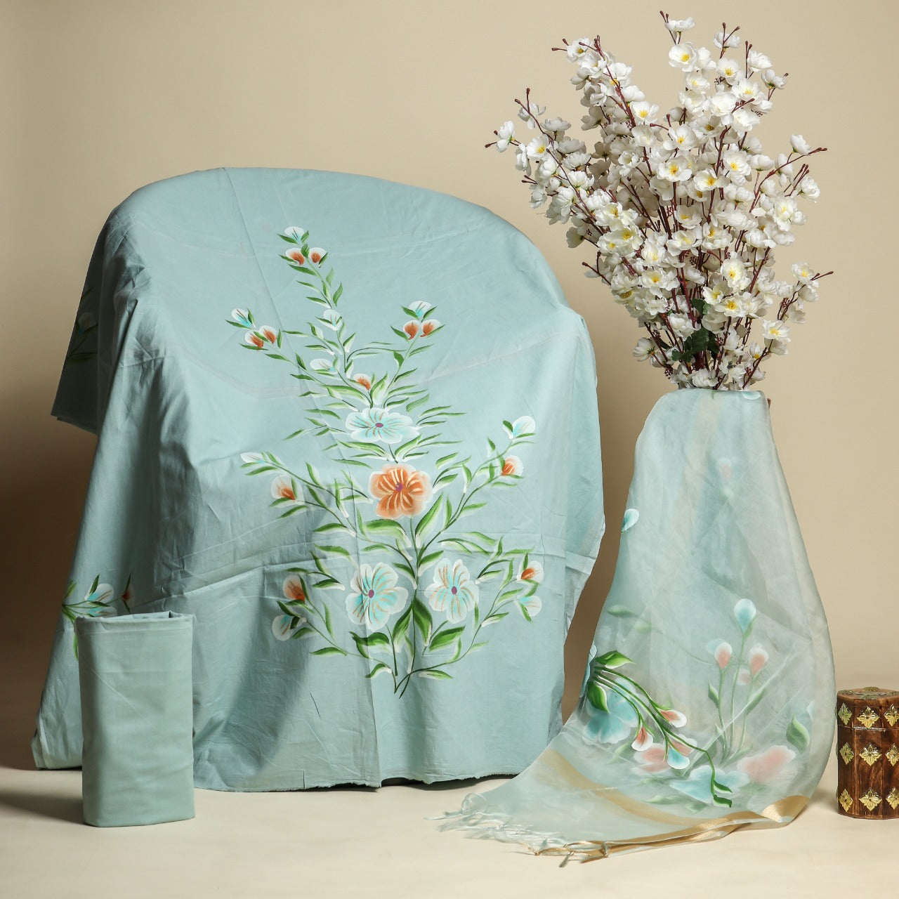 Shop cotton suit sets with organza dupatta online (ORG158)