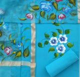 Shop hand painted cotton suit set with organza dupatta (ORG169)