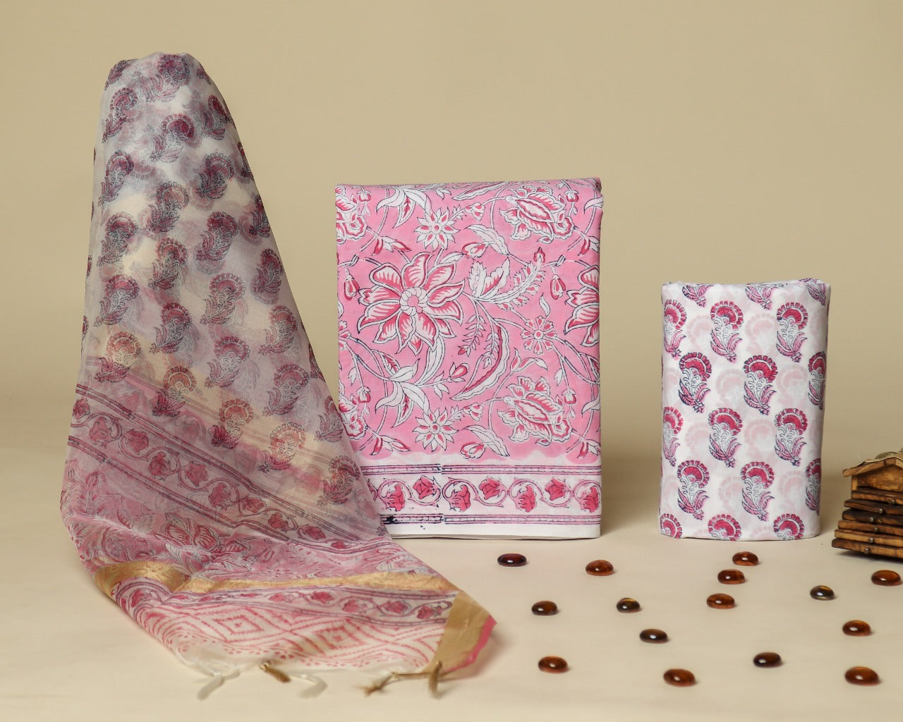 Shop cotton suit sets with organza dupatta online shopping (ORG189)