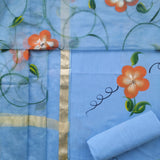 Shop hand painted organza dupatta cotton suit sets in jaipur (ORG208)