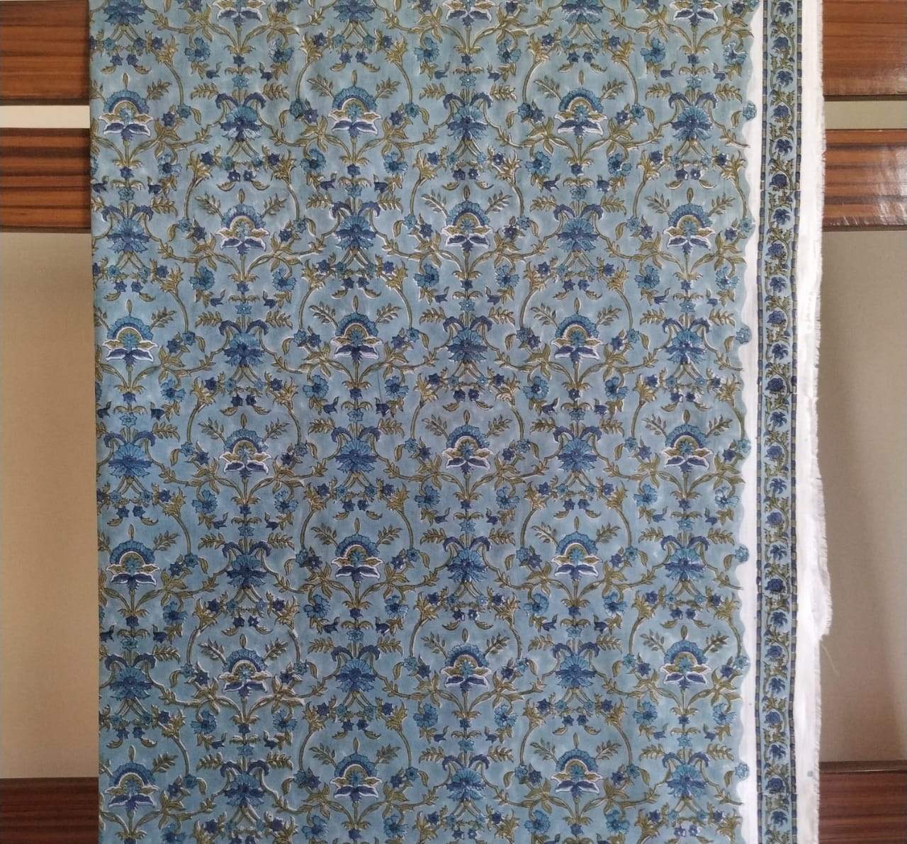 Shop Unstitched Hand Block Print Pure Cotton Suits with Organza Dupatta (ORG68)