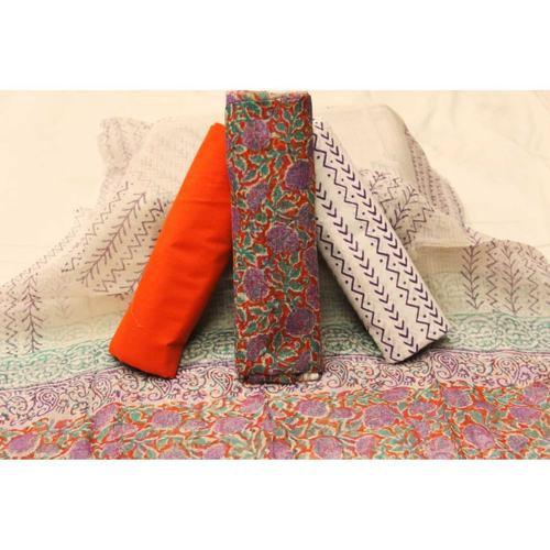 Shalvi Hand Block Printed Premium Kota Doriya 4 piece Suit Material (4PKD25) - ShalviFashion