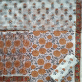 Shop Unstitched Block Print Pure Cotton Suits with Chiffon Dupatta (PCHF164)