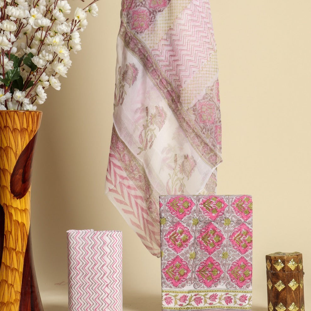 Shop unstitched cotton suit sets online shopping (PCHF326)