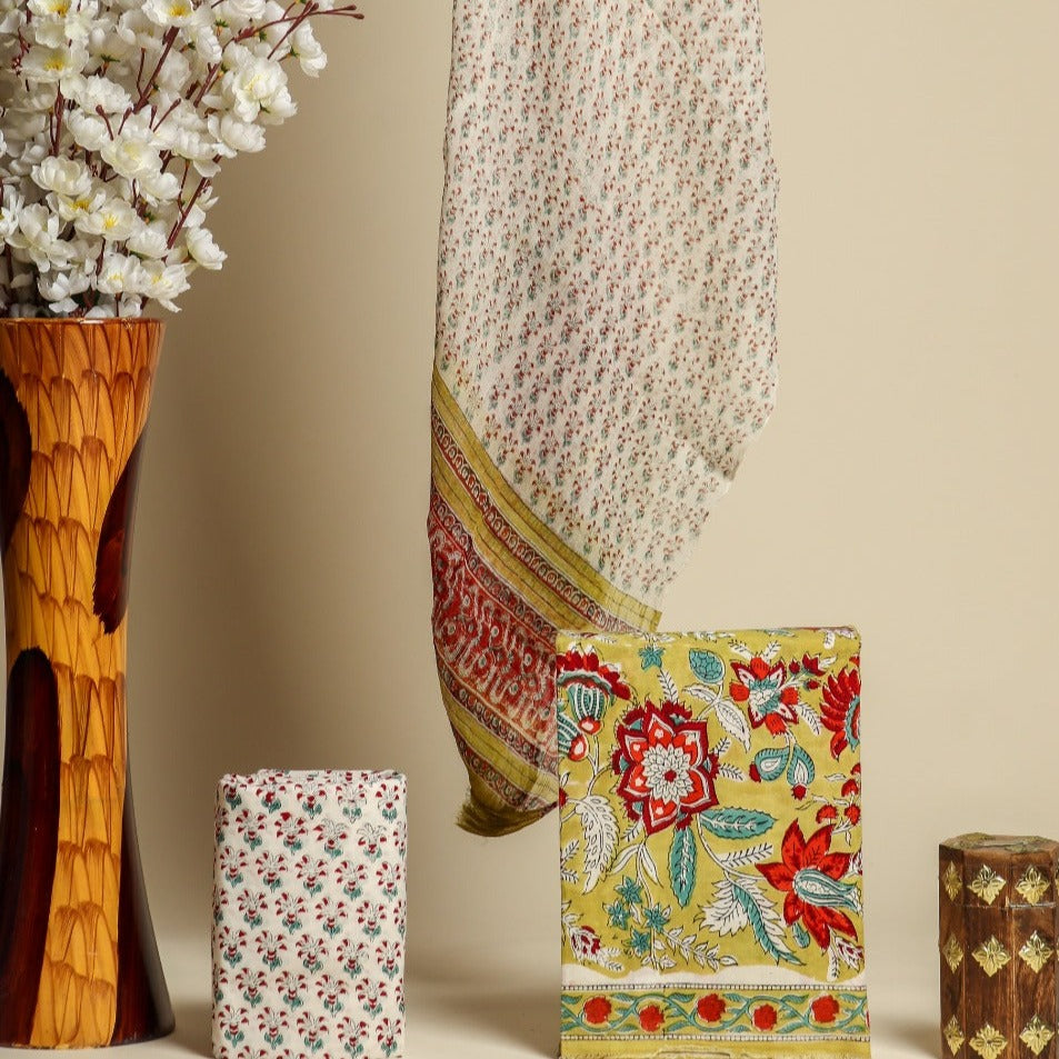 Shop chiffon dupatta cotton suit sets (PCHF345)