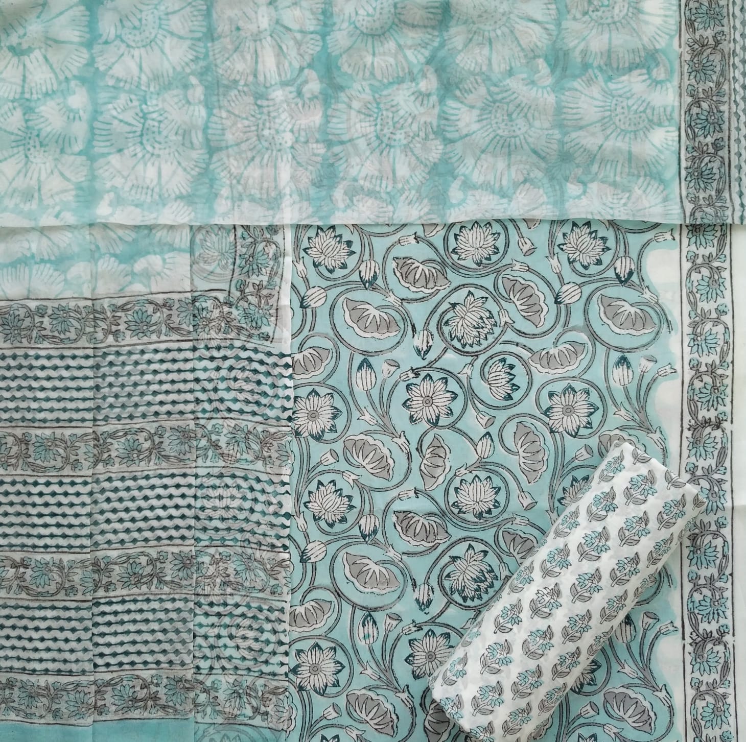 Shop hand block print cotton suit sets online shopping (PCHF347)