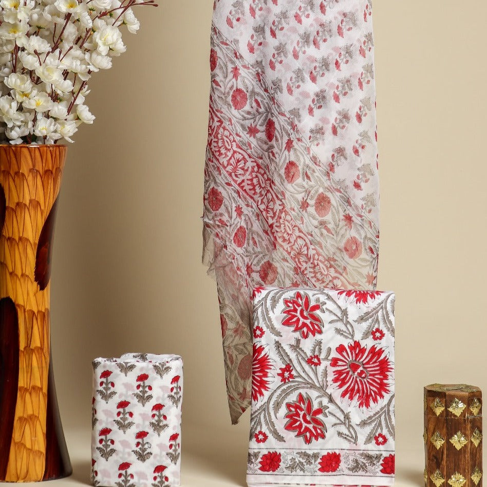 Shop chiffon dupatta cotton suits (PCHF352)