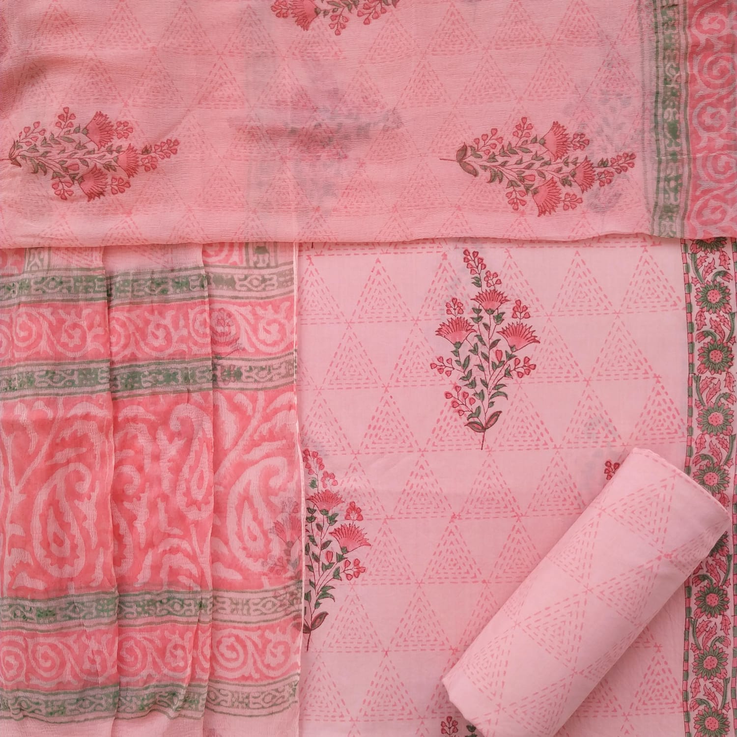 Shop cotton suit sets with chiffon dupatta (PCHF360)