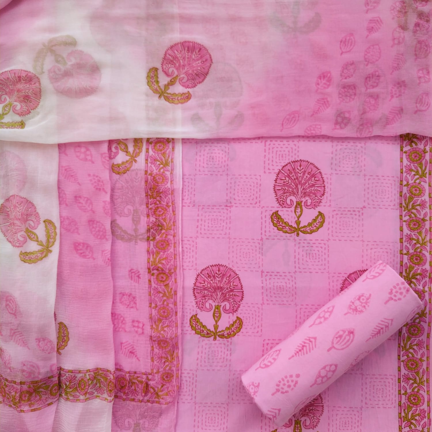 Shop chiffon dupatta cotton suit material (PCHF362)