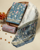 Shop unstitched cotton suits with chiffon dupatta (PCHF380)
