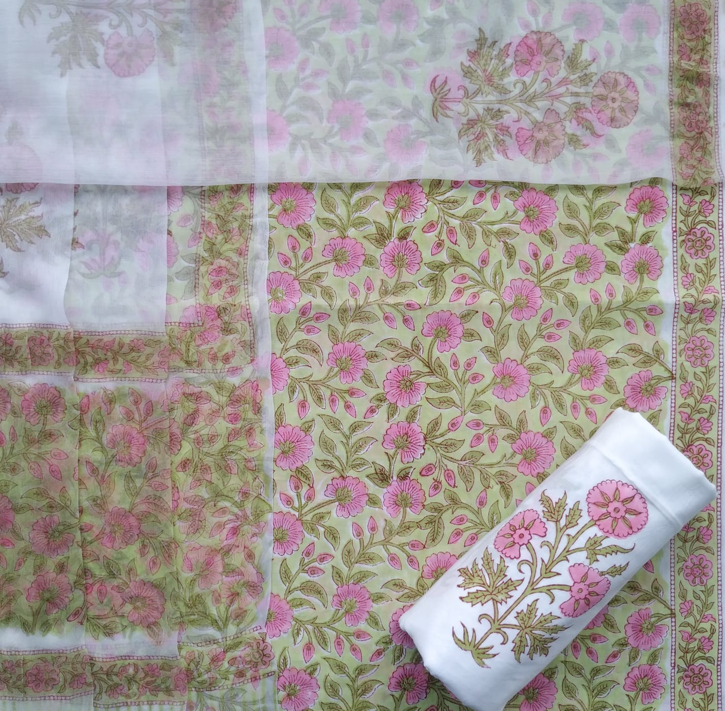Shop cotton suit material with chiffon dupatta online (PCHF405)