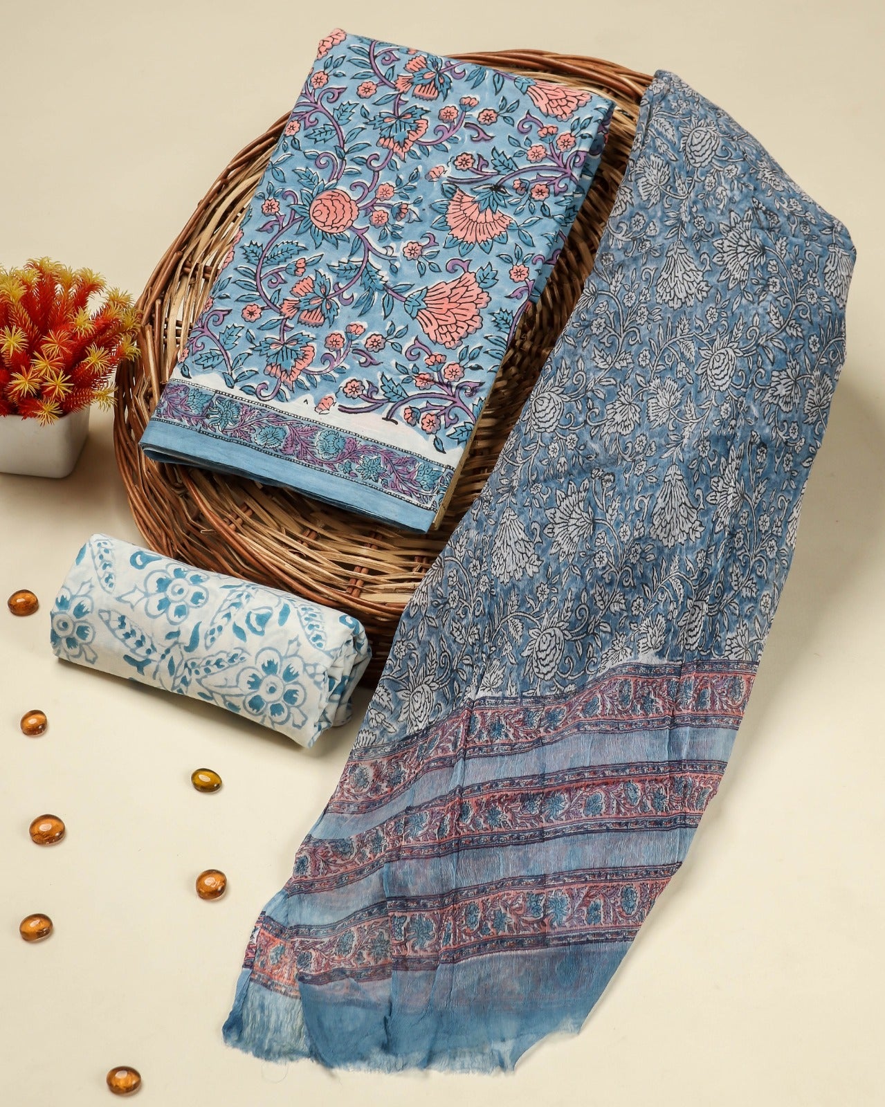Shop unstitched cotton suit sets online shopping (PCHF413)