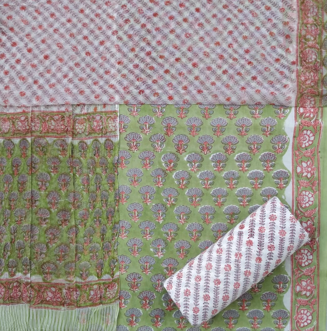 Shop chiffon dupatta cotton suits online (PCHF499)