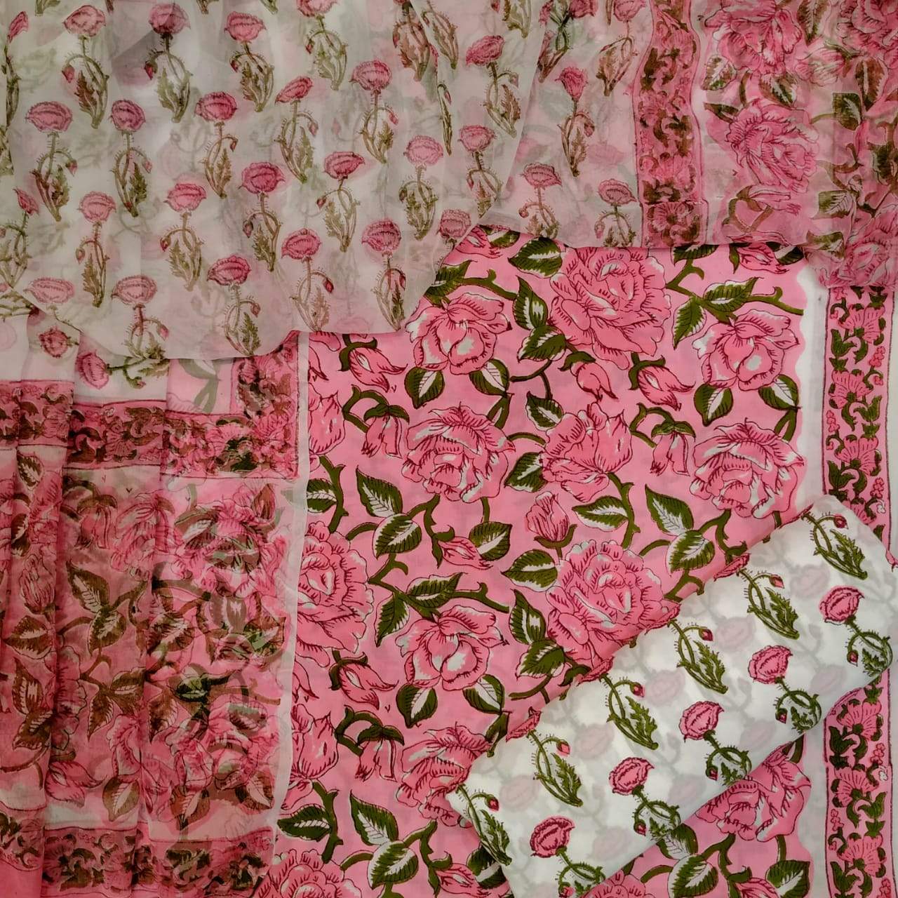 Pure Cotton Suits with Chiffon Dupatta (PCHF60) - ShalviFashion