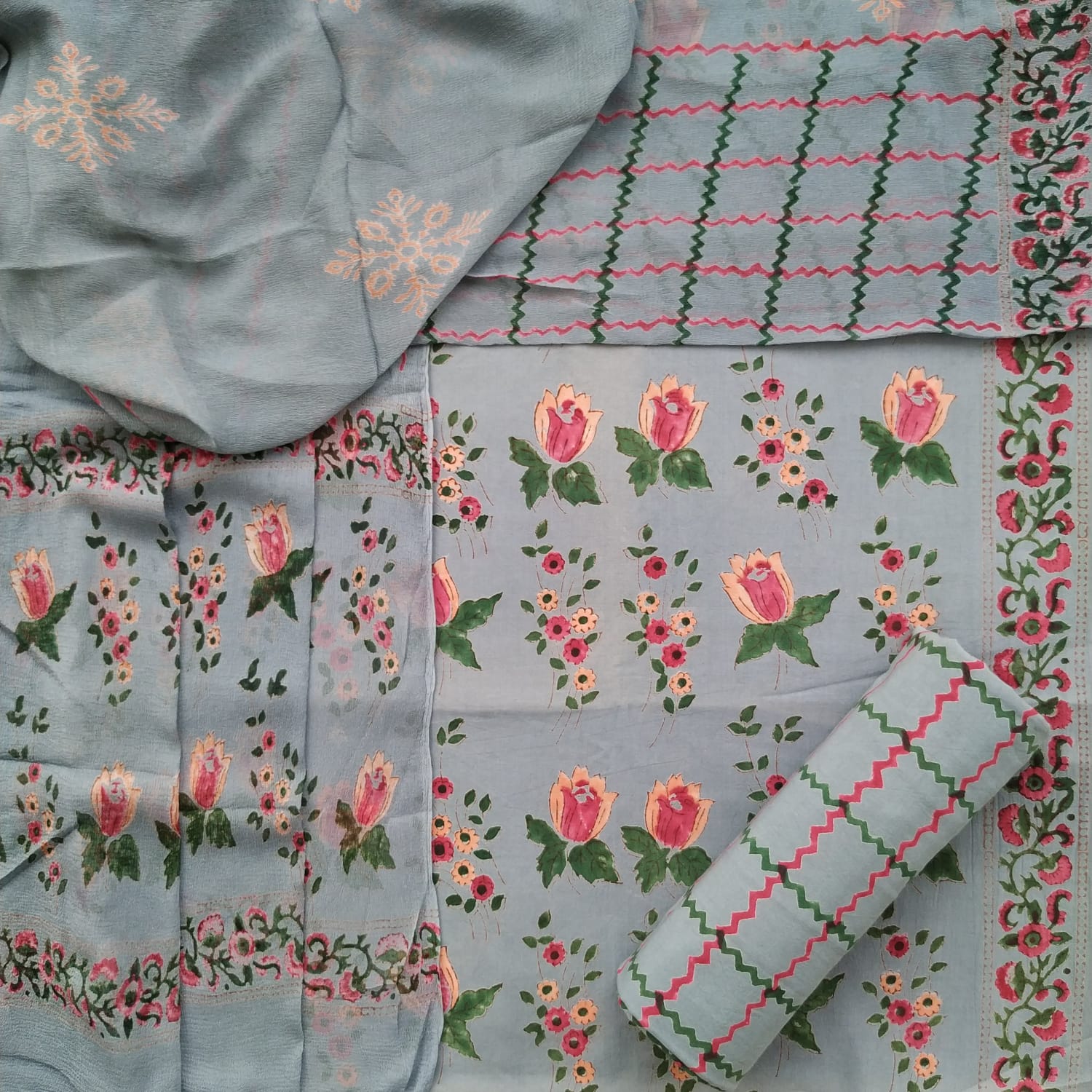 Premium Cotton Chiffon Dupatta Suits (PCHF71)