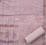 Designer Hand Block Print Cotton Suit with Chiffon Dupatta (PCHF84) - ShalviFashion