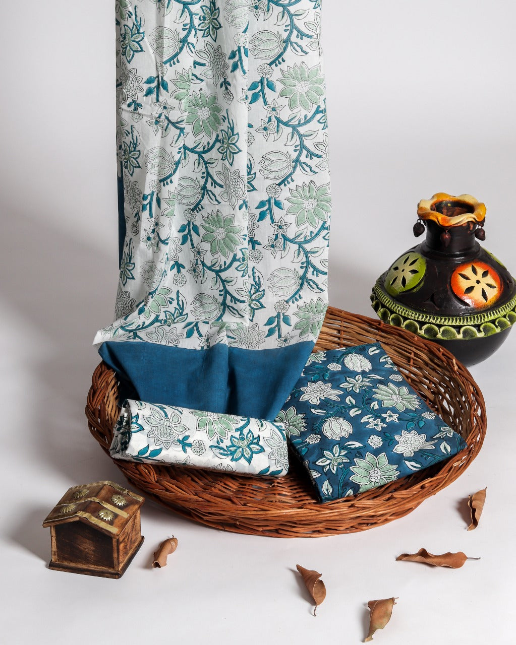 Shop Unstitched Pure Cotton Suits with Mulmul Dupatta (PRMUL100)