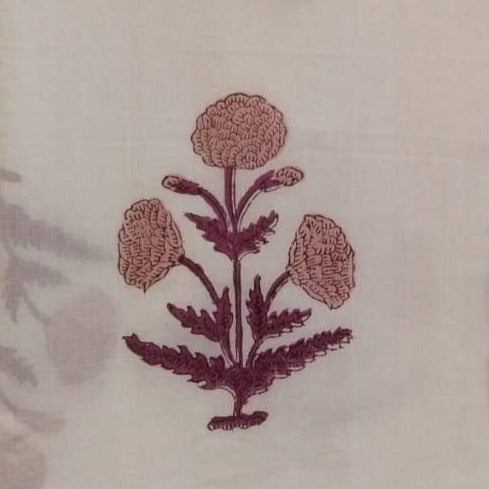 Shalvi's Hand Block Floral Print Pure Cotton Suit material with Mulmul Dupatta (PRMUL107)